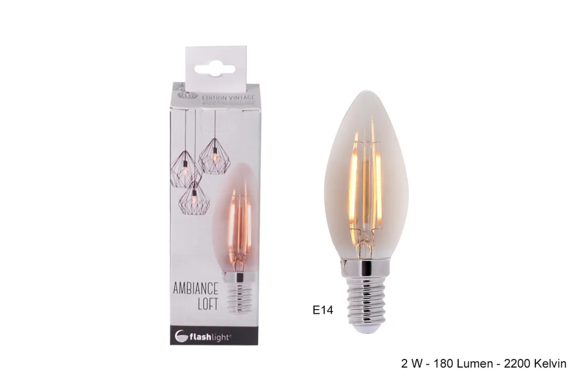 AMPOULE LED BOUGIE AMBREE E14 2W