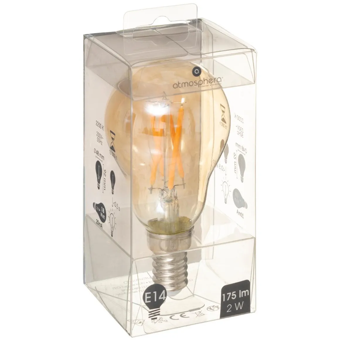AMPOULE LED DROITE AMBRE E14 A48 2W