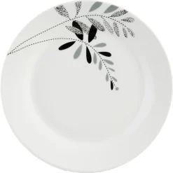 ASSIETTE DESSERT FLORAL GRIS 19CM