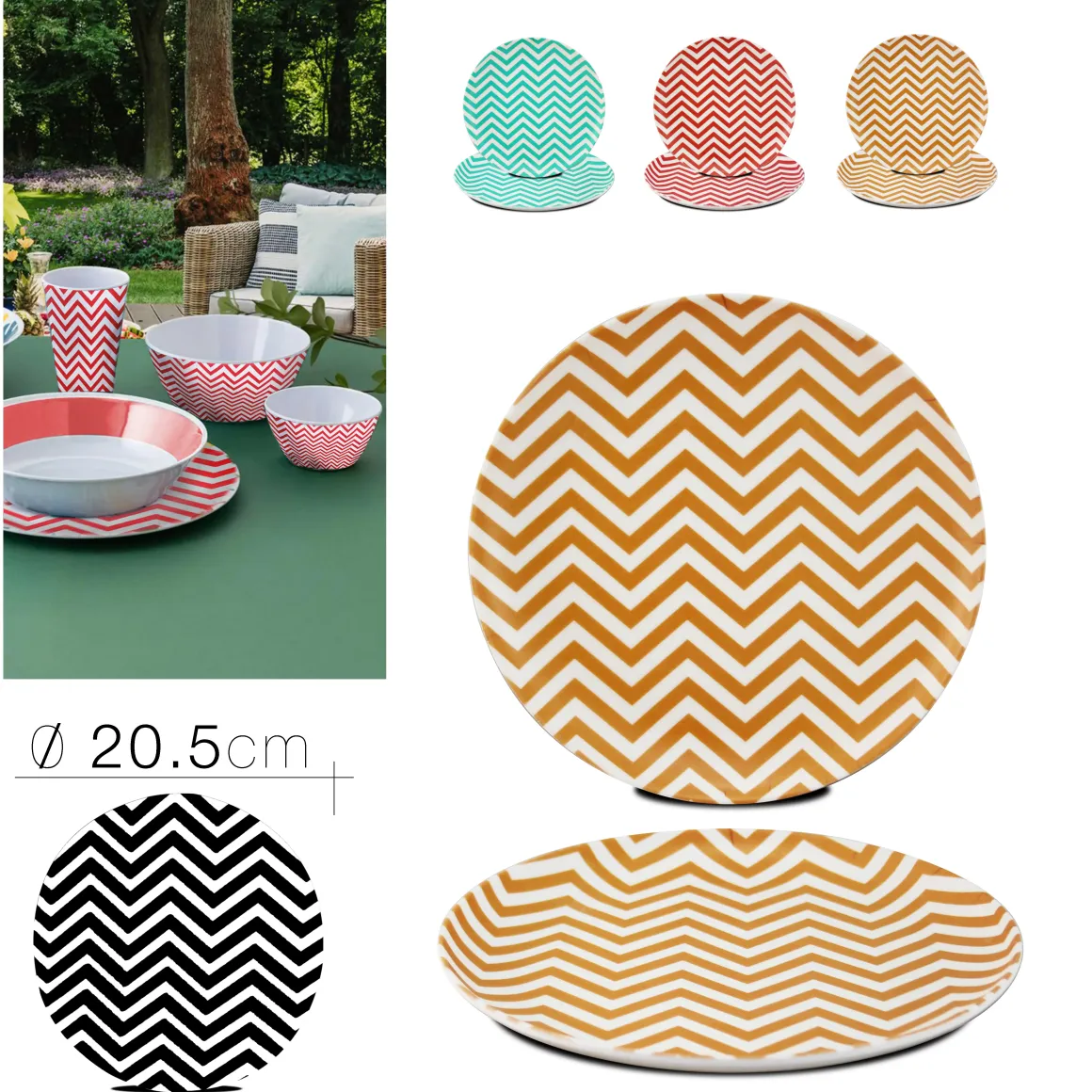 ASSIETTE MELAMINE ZIGZAG D.20.5X1.5CM