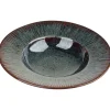 ASSIETTE PATES EMAIL REACTIF EFFET CORAIL BLEU MARRON 25CM