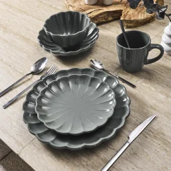 ASSIETTE PLATE CALISTA GRIS D27CM