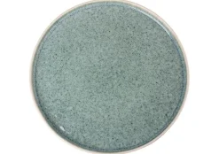 ASSIETTE PLATE PORCELAINE EMAIL REACTIF BLEU BLANC MAT 25CM