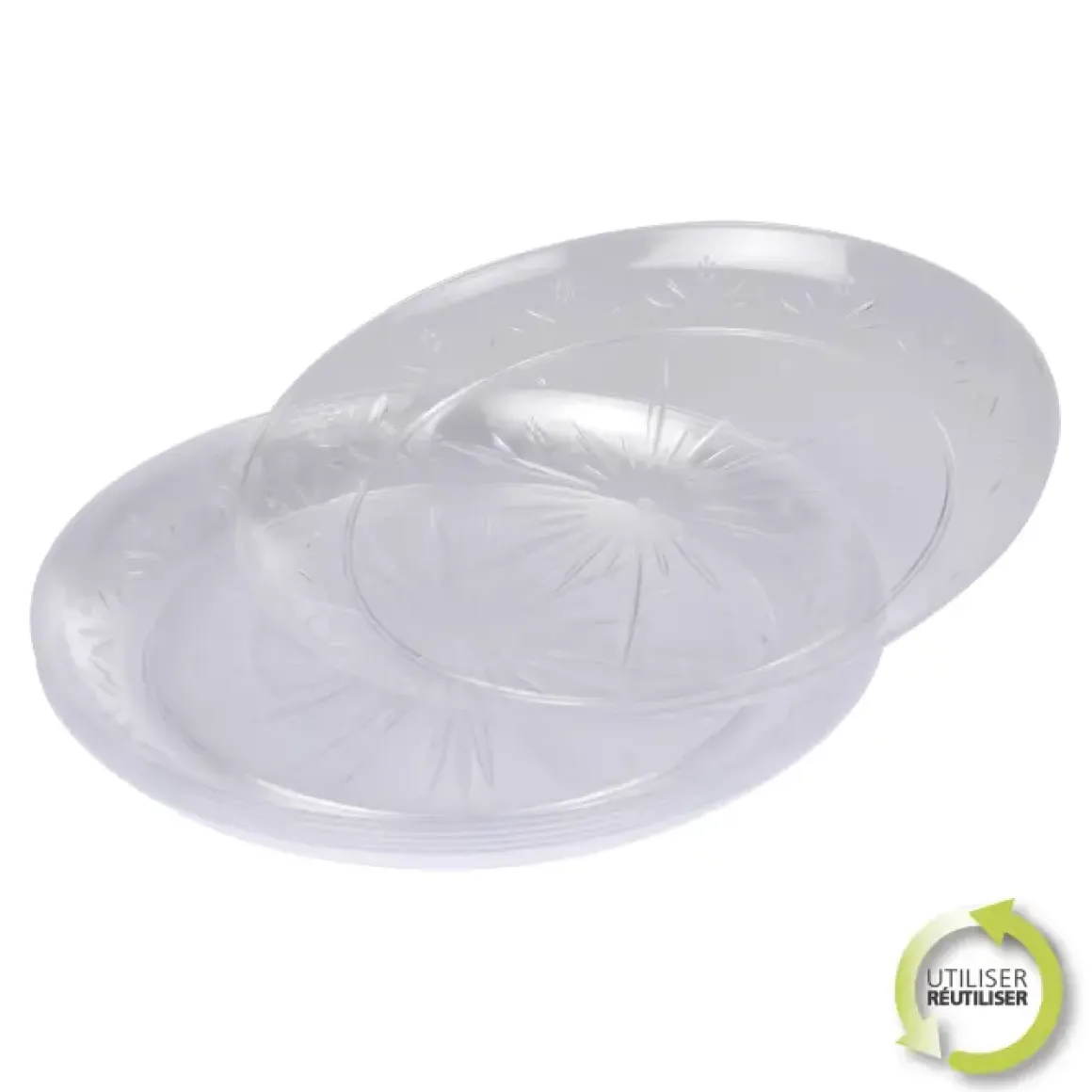 ASSIETTES PLASTIQUE TRANSPARENT D.25CM X6PCS