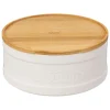 BOITE A BISCUITS NATUREO CERAMIQUE COUVERCLE BAMBOU BLANC