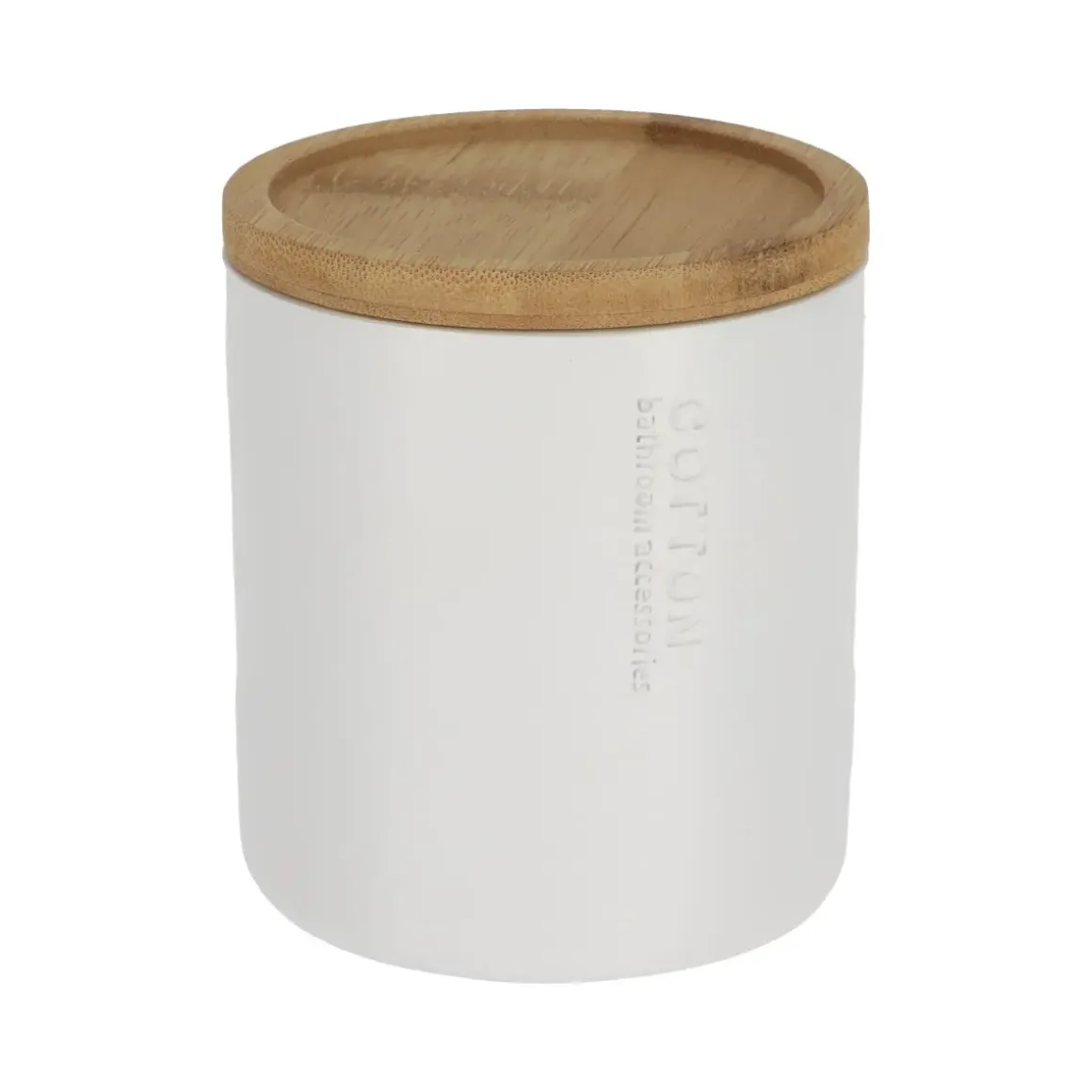 BOITE A COTON POLYRESINE COUVERCLE BAMBOU BLANC BAMBOU
