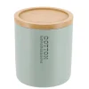 BOITE A COTON POLYRESINE COUVERCLE BAMBOU VERT EUCALYPTUS