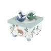 BOITE A MUSIQUE BOIS AVEC ANIMAUX DINO WORLD 10X10X11CM