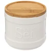 BOITE A SEL NATUREO CERAMIQUE COUVERCLE BAMBOU BLANC