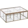 BOITE BIJOU VERRE MOOD DORE L.20CM