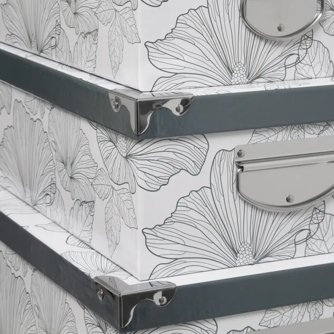 BOITE COIN METAL DELICAT NOIR ET BLANC 40X26.5X13.8CM