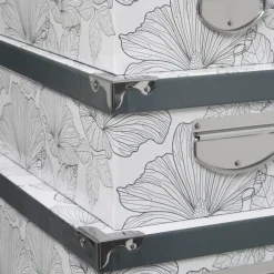 BOITE COIN METAL DELICAT NOIR ET BLANC 36X24.5X12.5CM