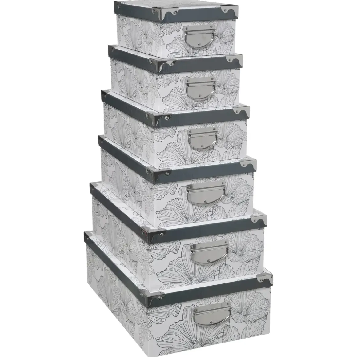 BOITE COIN METAL DELICAT NOIR ET BLANC 48X33.5X16CM