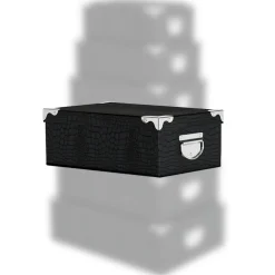 BOITE COINS METAL CROCO NOIR 44X31X15CM