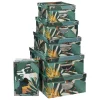 BOITE COINS METAL IMPRIME TROPIQUE D.28X19.5X10.8CM