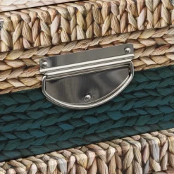 BOITE COINS METAL NATUREL PETROLE BLANC D.44X31X15CM