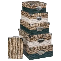 BOITE COINS METAL NATUREL PETROLE BLANC D.48X33.5X16CM