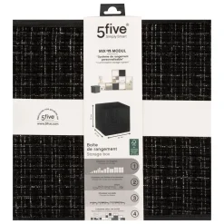 BOITE DE RANGEMENT TWEED NOIR 31X31CM