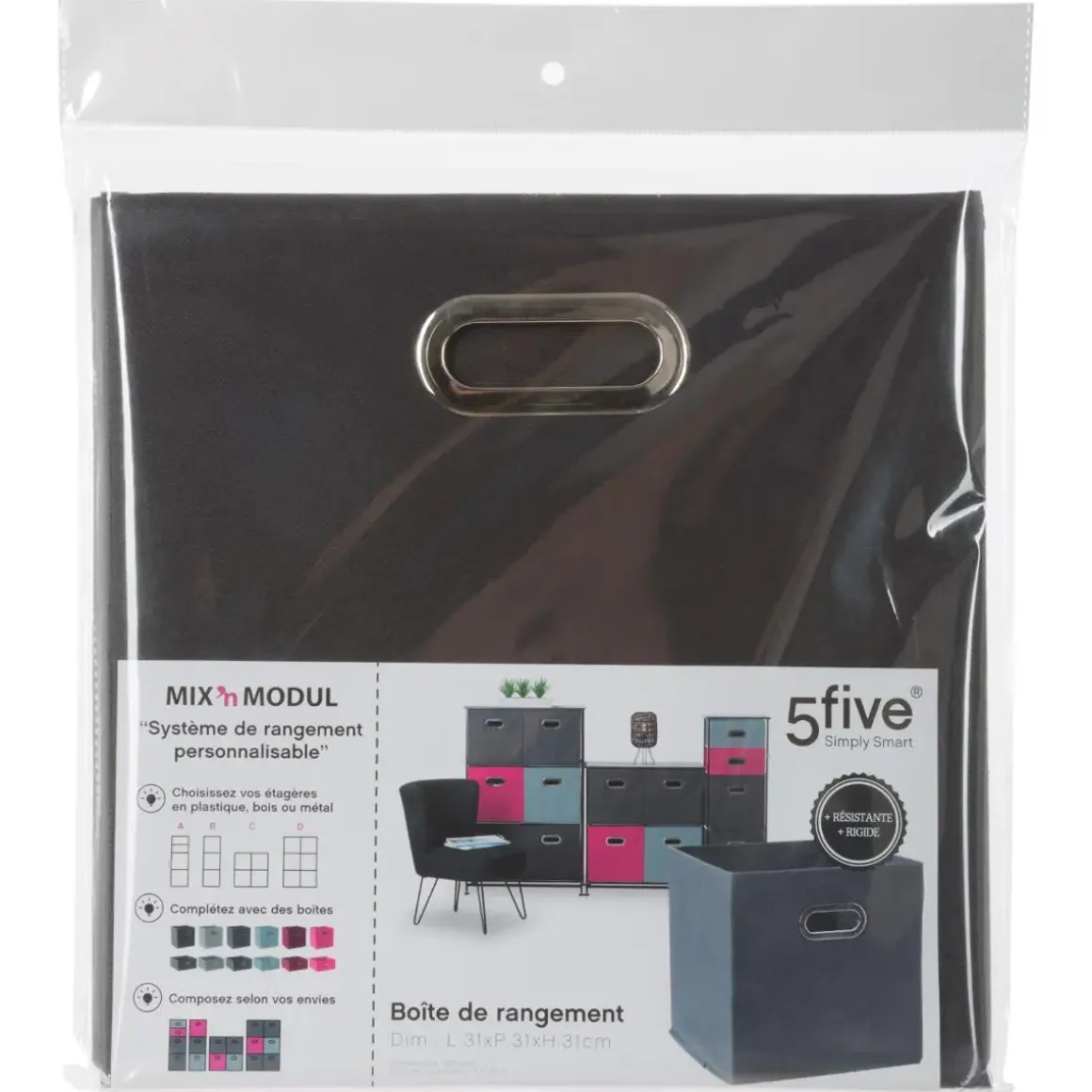 BOITE DE RANGEMENT 31X31CM GRIS ANTHRACITE