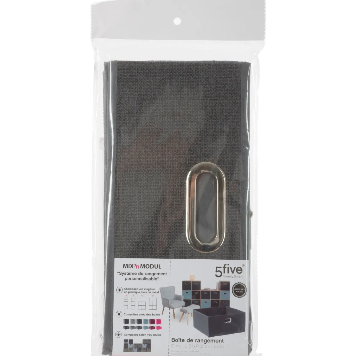 BOITE DE RANGEMENT 31X15CM GRIS FONCE CHINE