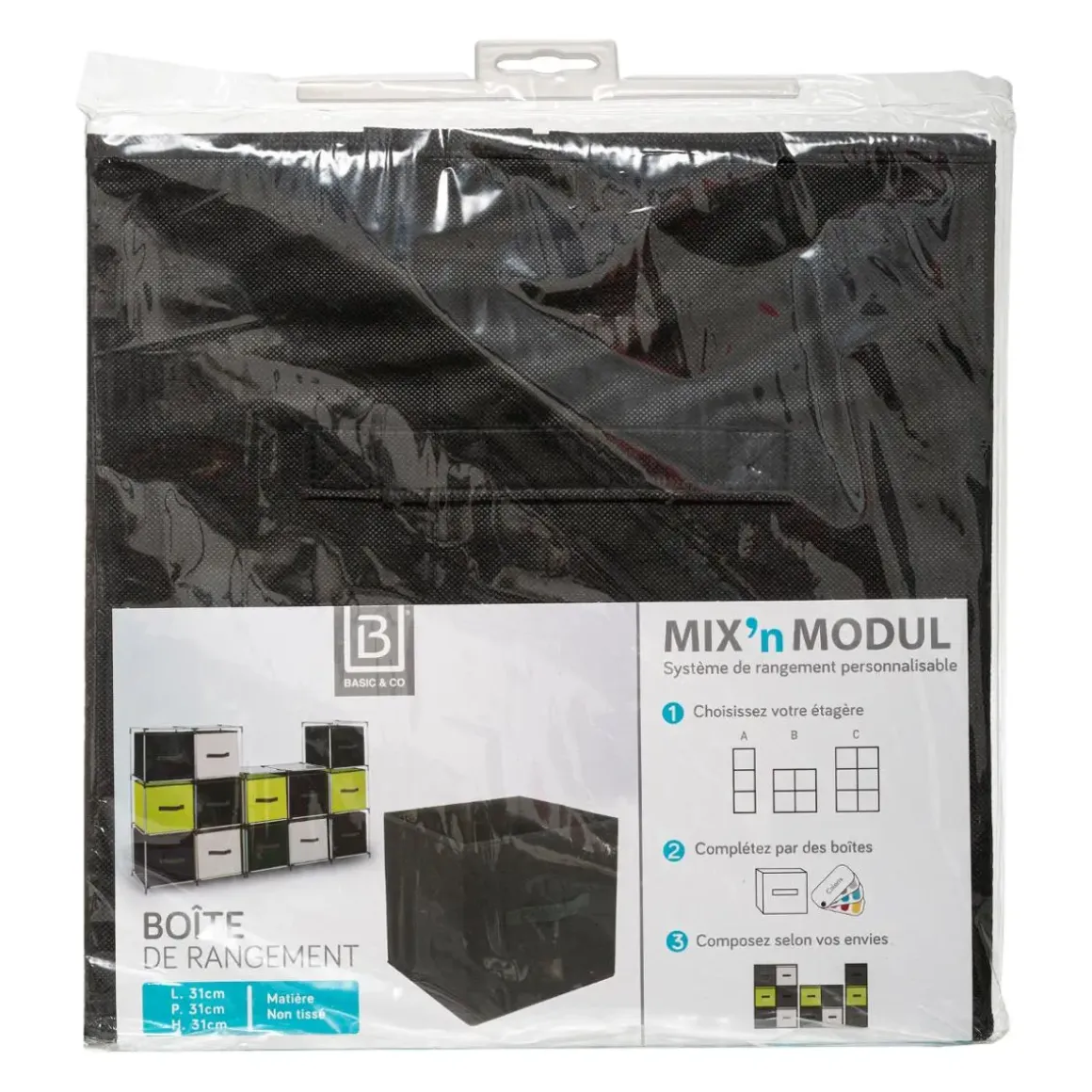 BOITE DE RANGEMENT 31X31CM NOIR