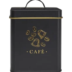 BOITE METAL NOIR ET DORE CAFE