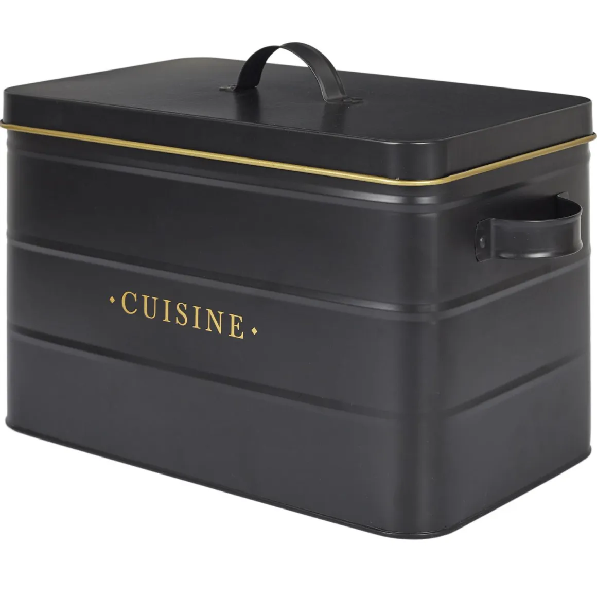 BOITE METAL NOIR ET DORE CUISINE