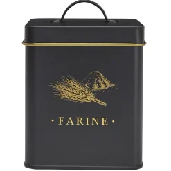 BOITE METAL NOIR ET DORE FARINE