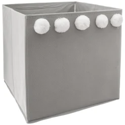 BOITE RANGEMENT POMPON GRIS D.29X29CM