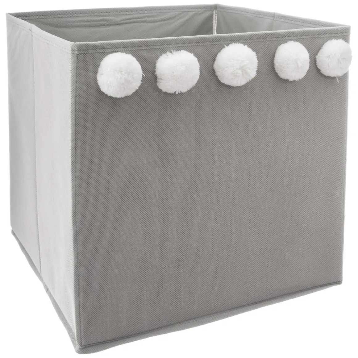 BOITE RANGEMENT POMPON GRIS D.29X29CM