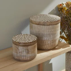 BOITE RONDE BOIS MANGUIER GRAND MODELE