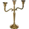 BOUGEOIR 3 TETES METAL OR H.27CM