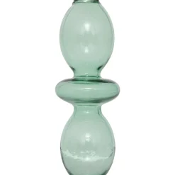 BOUGEOIR VERRE BULLES VERT H.19.5CM