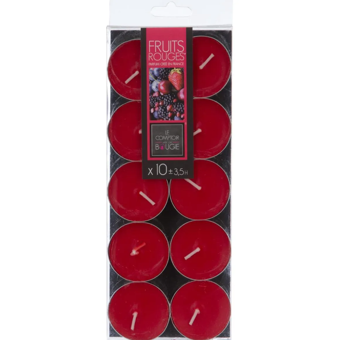 BOUGIE CHAUFFE PLAT PARFUMEE FRUIT ROUGE X10 PIECES
