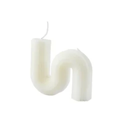 BOUGIE FORME VAGUE 9.5X2.2X8CM BLANC