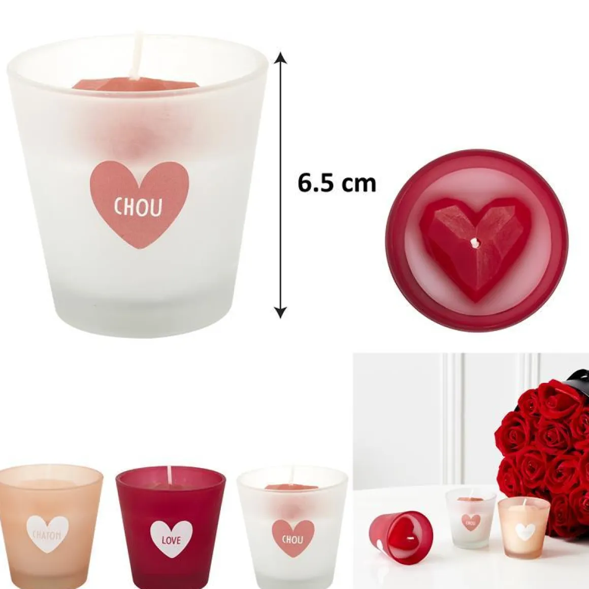 BOUGIE PARFUMEE COEUR H.6.5CM