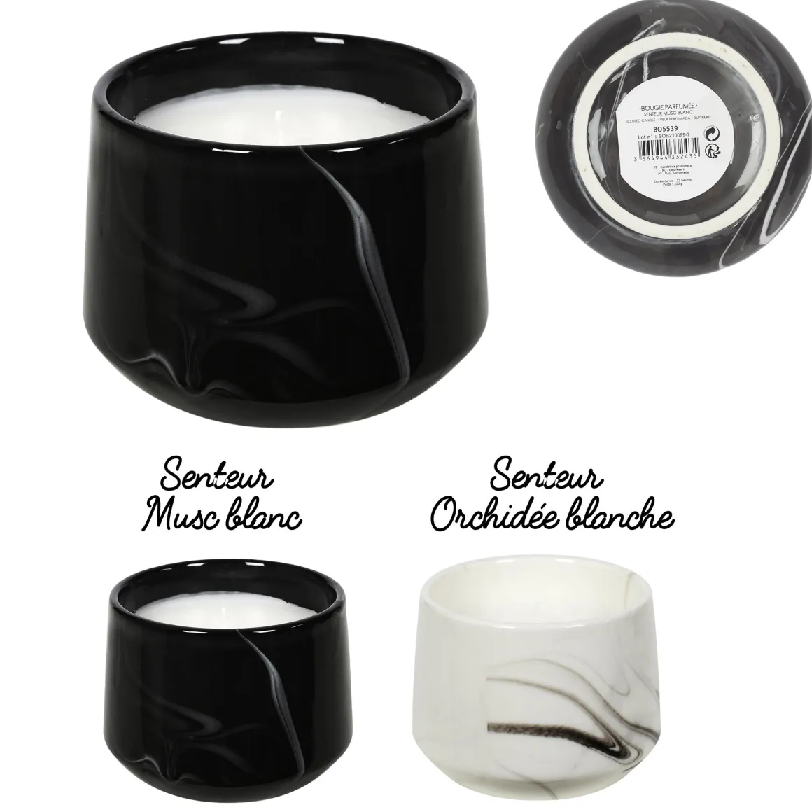 BOUGIE PARFUMEE MARBREE H9.5CM