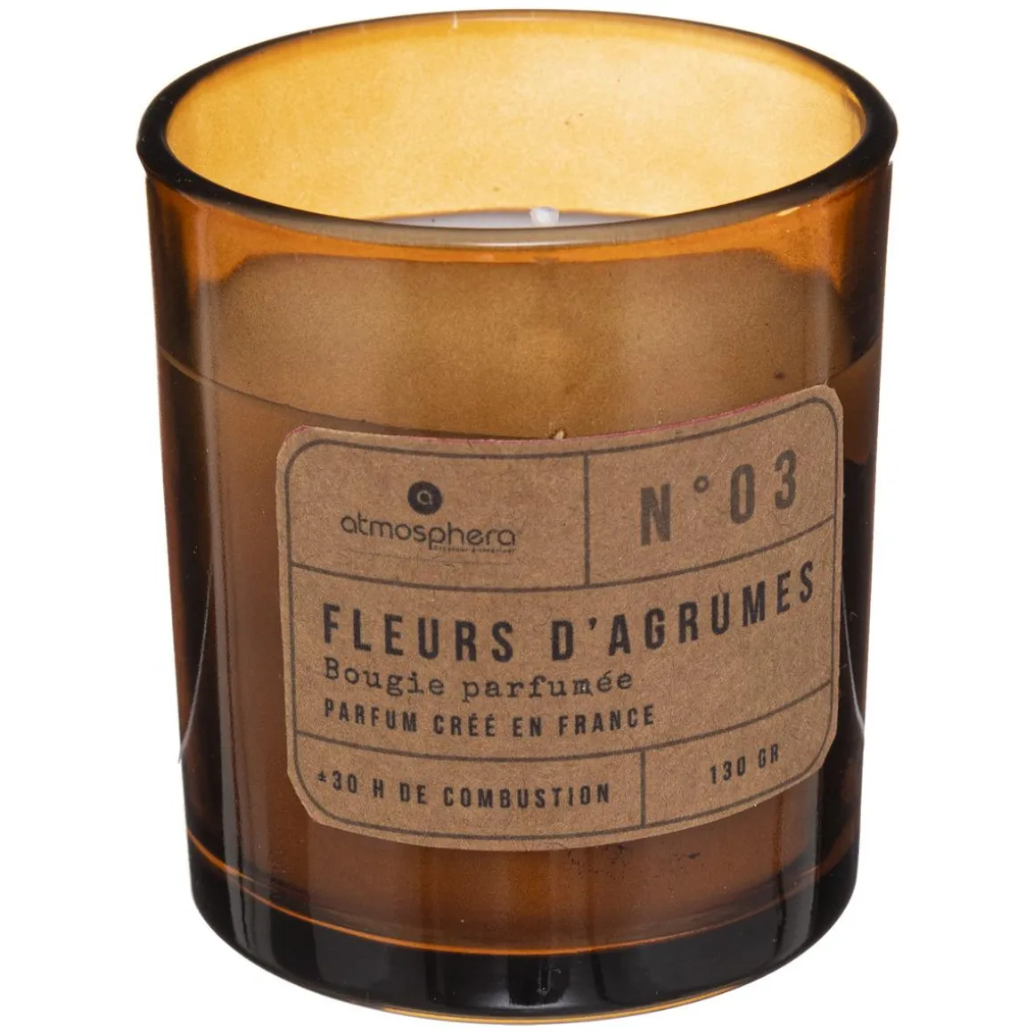 BOUGIE PARFUMEE VERRE ANTI ODEUR TABAC 130G
