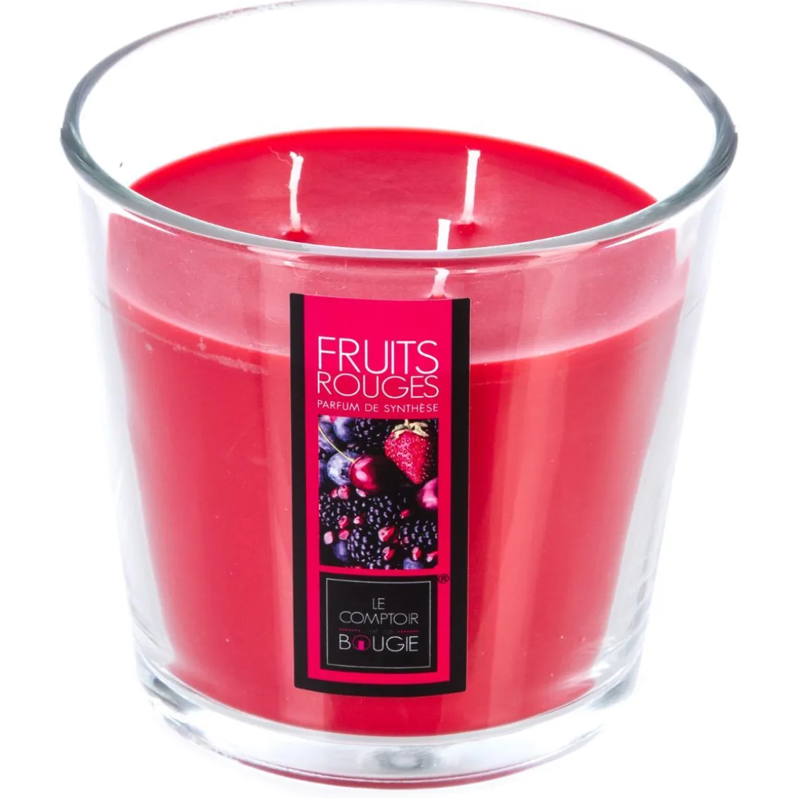 BOUGIE PARFUMEE VERRE GM 500G FRUIT ROUGE