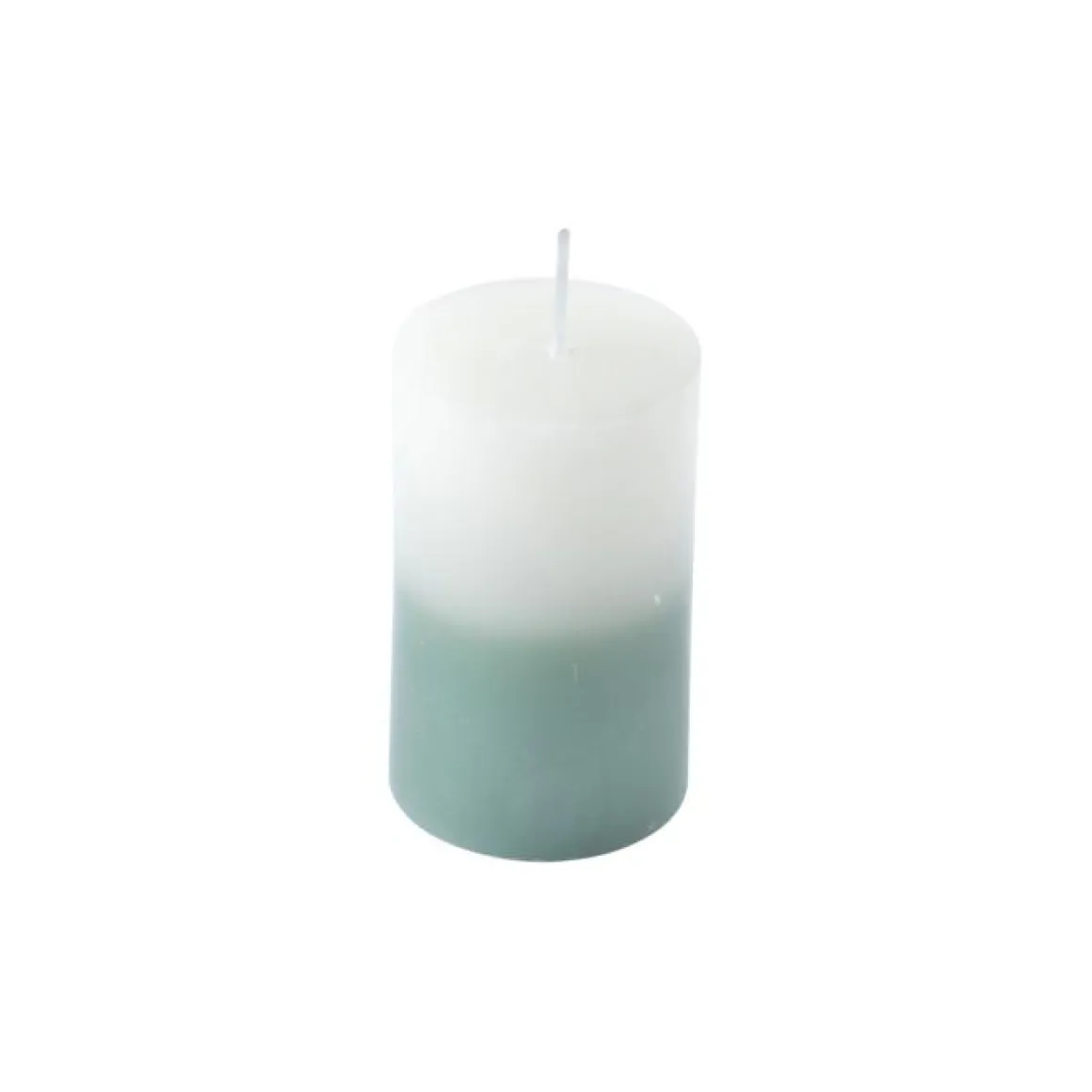 BOUGIE PILIER 5X8CM TIE DYE BLANC ET CELADON