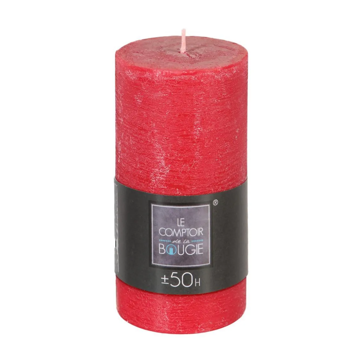 BOUGIE RONDE RUSTIC ROUGE 7X14CM