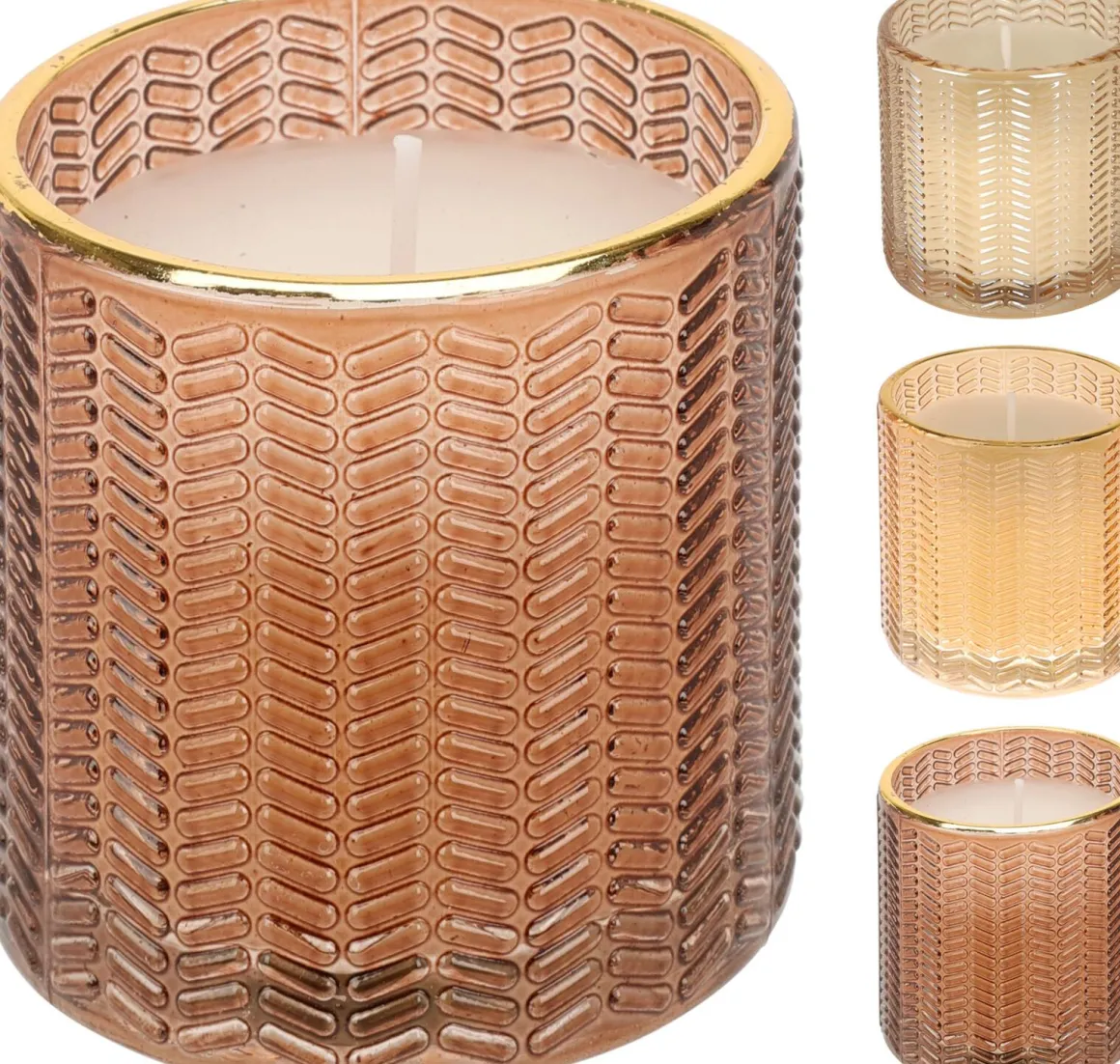 BOUGIE VERRE ORNEMENT DORE D.7CM