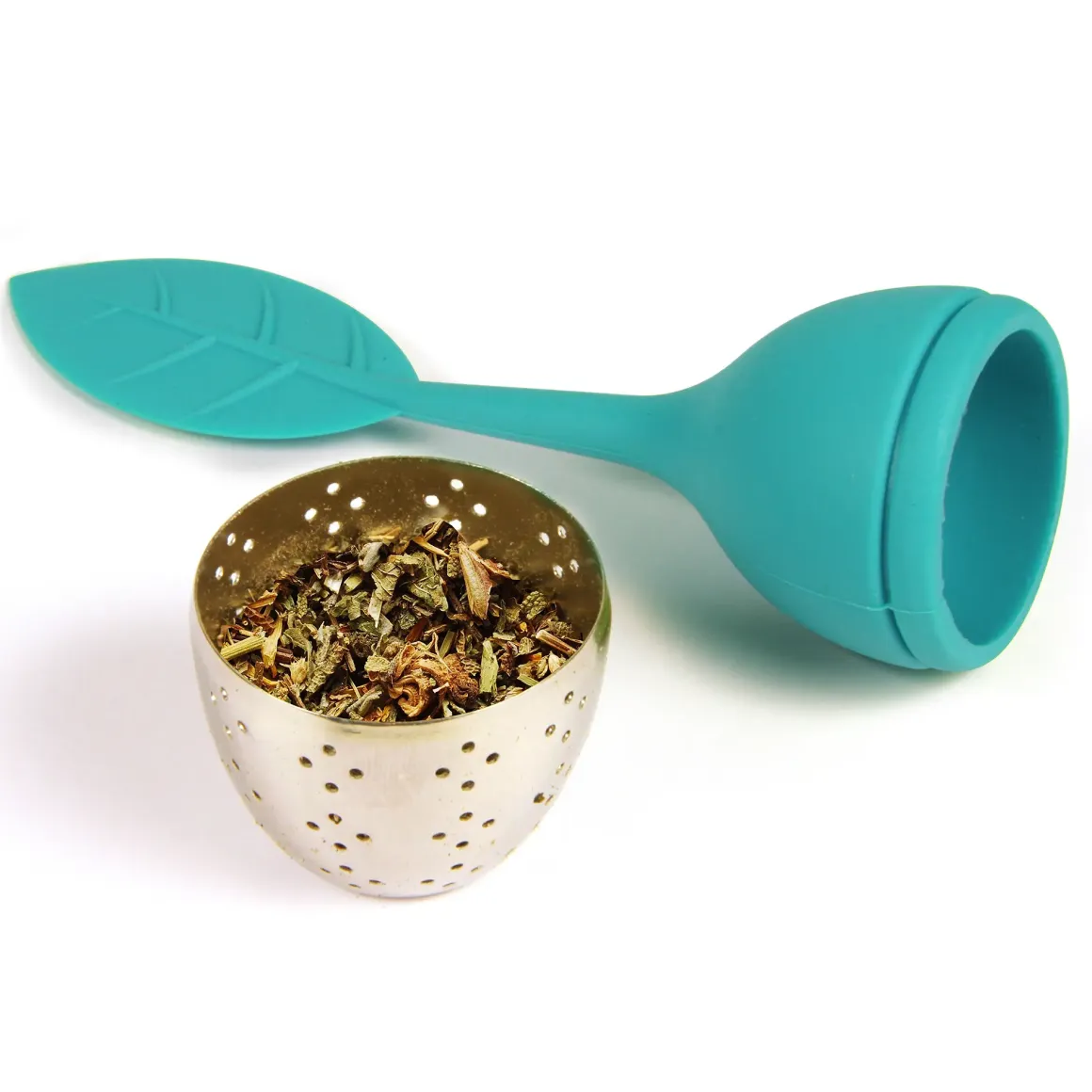 BOULE A THE ACIER INOXYDABLE FEUILLE SILICONE