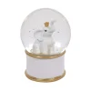BOULE NEIGE BLANC ET DOREE ELEPHANT D.10CM