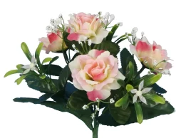 BOUQUET BUISSON ROSETTES H25CM