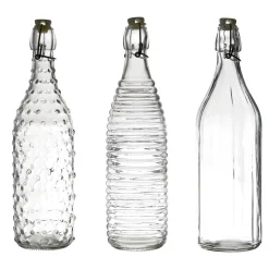 BOUTEILLE EN VERRE A CLAPET EMBOSSE 1L