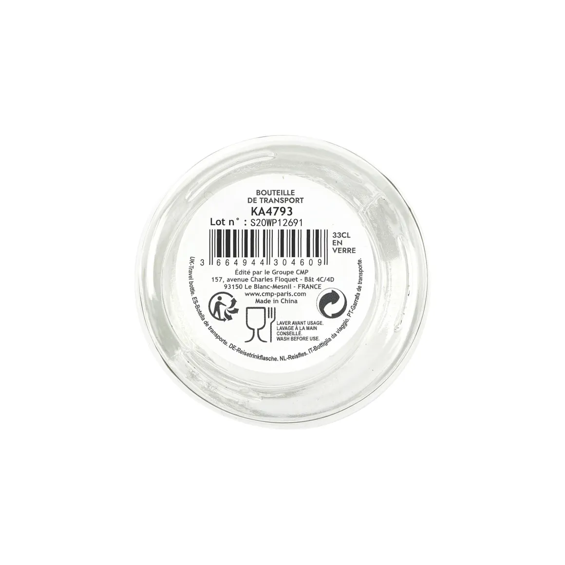 BOUTEILLE TRANSPORT VERRE 33CL