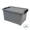 BOX CLIP AVEC POIGNEE PLASTIQUE RECYCLE 25L 44X31X23CM GRIS
