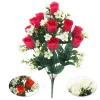 BQT DE 12 BOUTONS DE ROSES ET MINIS FLEURS H46CM 3 COULEURS