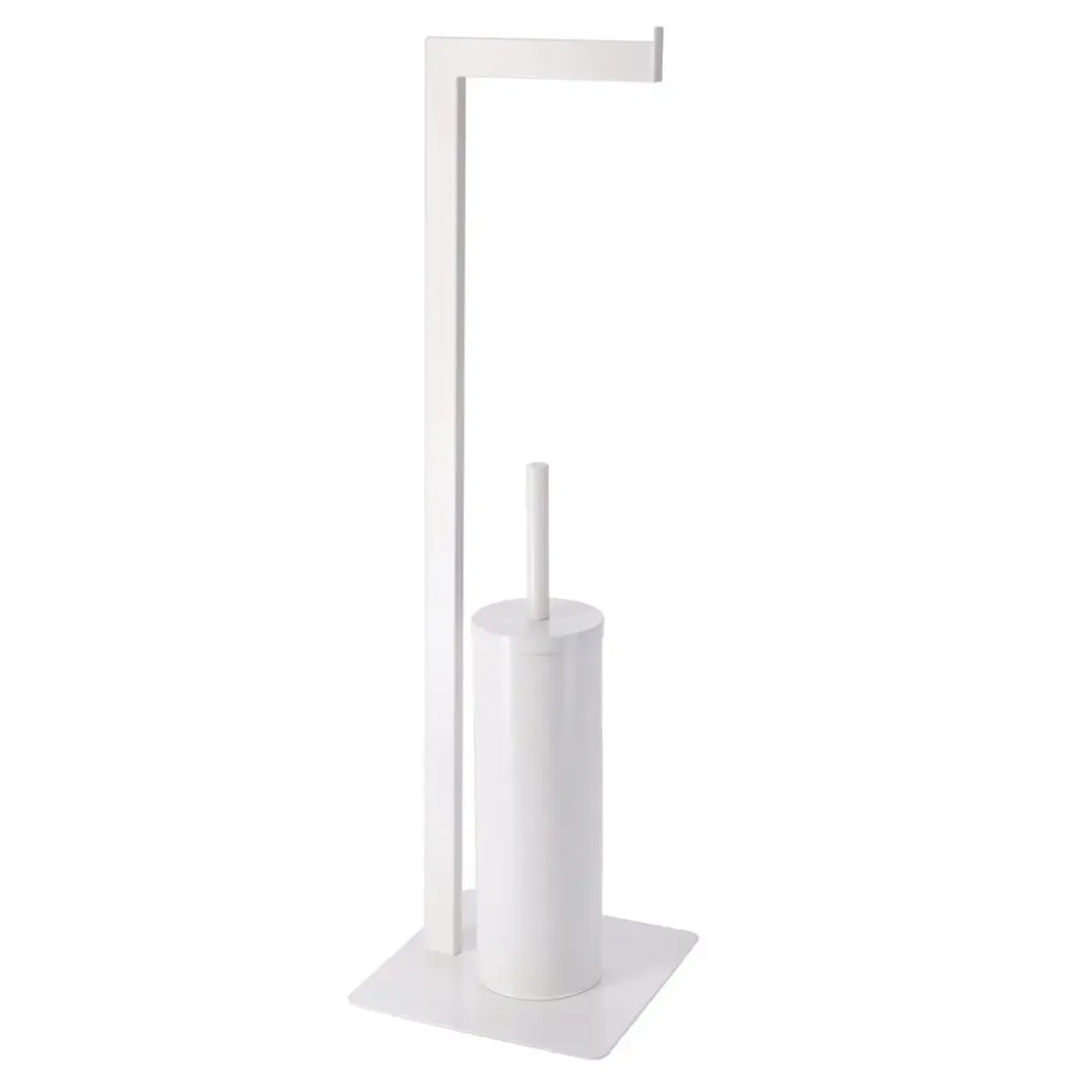 BROSSE ET DEROULEUR PAPIER WC METAL BLANC